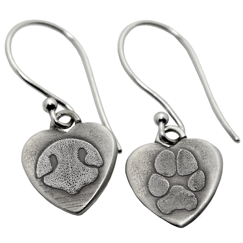 Pet Personalized Petite Heart Earrings Mix or Match -3D Noseprint Pawprint