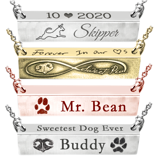 Pet Personalized Memorial Bar Pendant Horizontal - Chamber